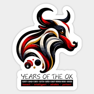 Years Of The Ox - Chinese Zodiac Sign Sticker